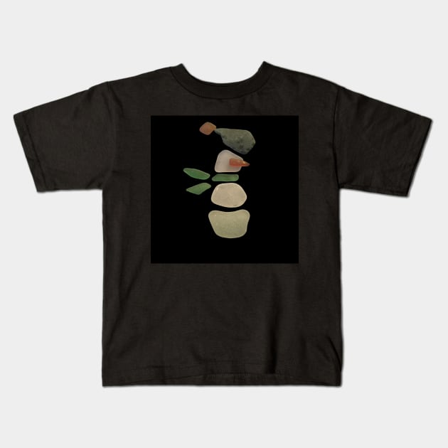 Sea Glass Snowman Kids T-Shirt by aldersmith